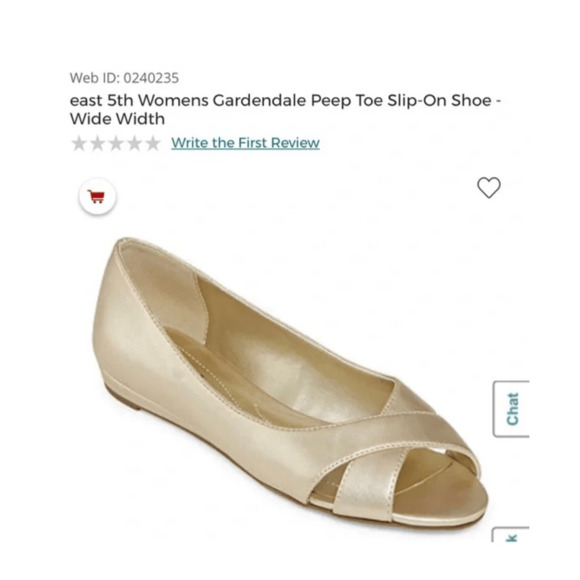 NWOT East 5th Peep Toe Slip On Gold Flats Minimalist Preppy Formal Glam Regency - Picture 2 of 6